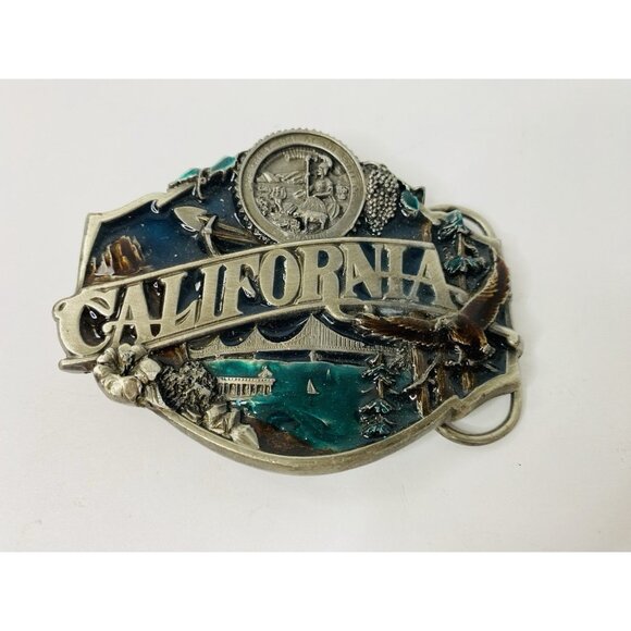 Other - California Commemorative 1987 Belt Buckle  Siskiyou Vintage Enamel Pewter Tone